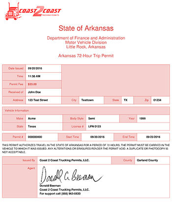Arkansas Permit Example