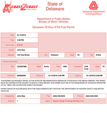 Delaware Permit Example