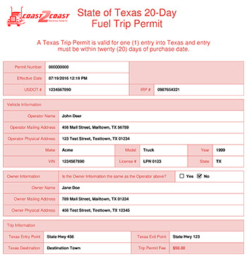 Texas Permit Example